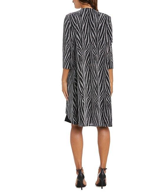 R & M Richards Crew Neck Metallic Jacquard 2-Piece Jacket Dress Product Image