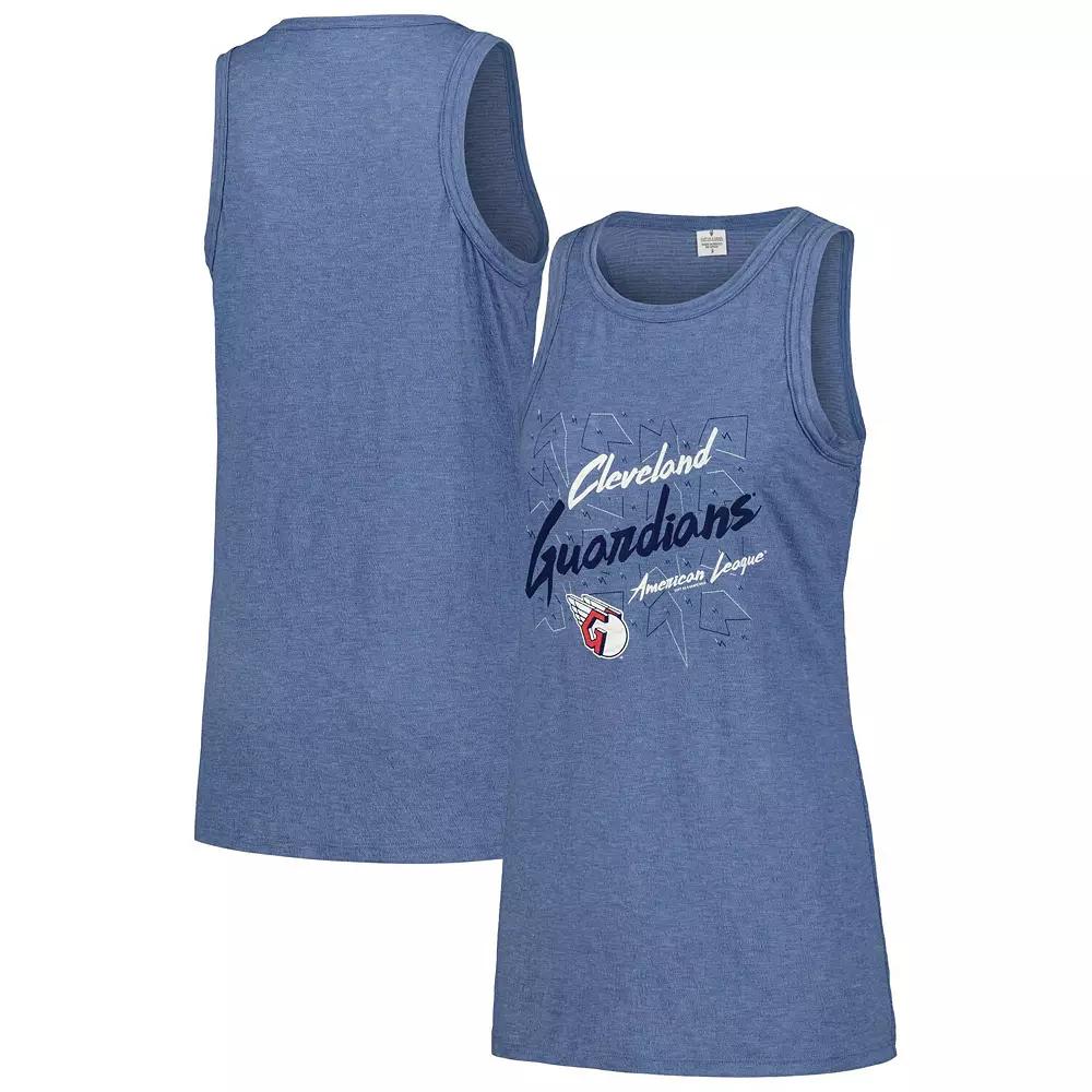 Women's Soft as a Grape Navy Cleveland Guardians Gauze High Neck Tank Top,  Product Image