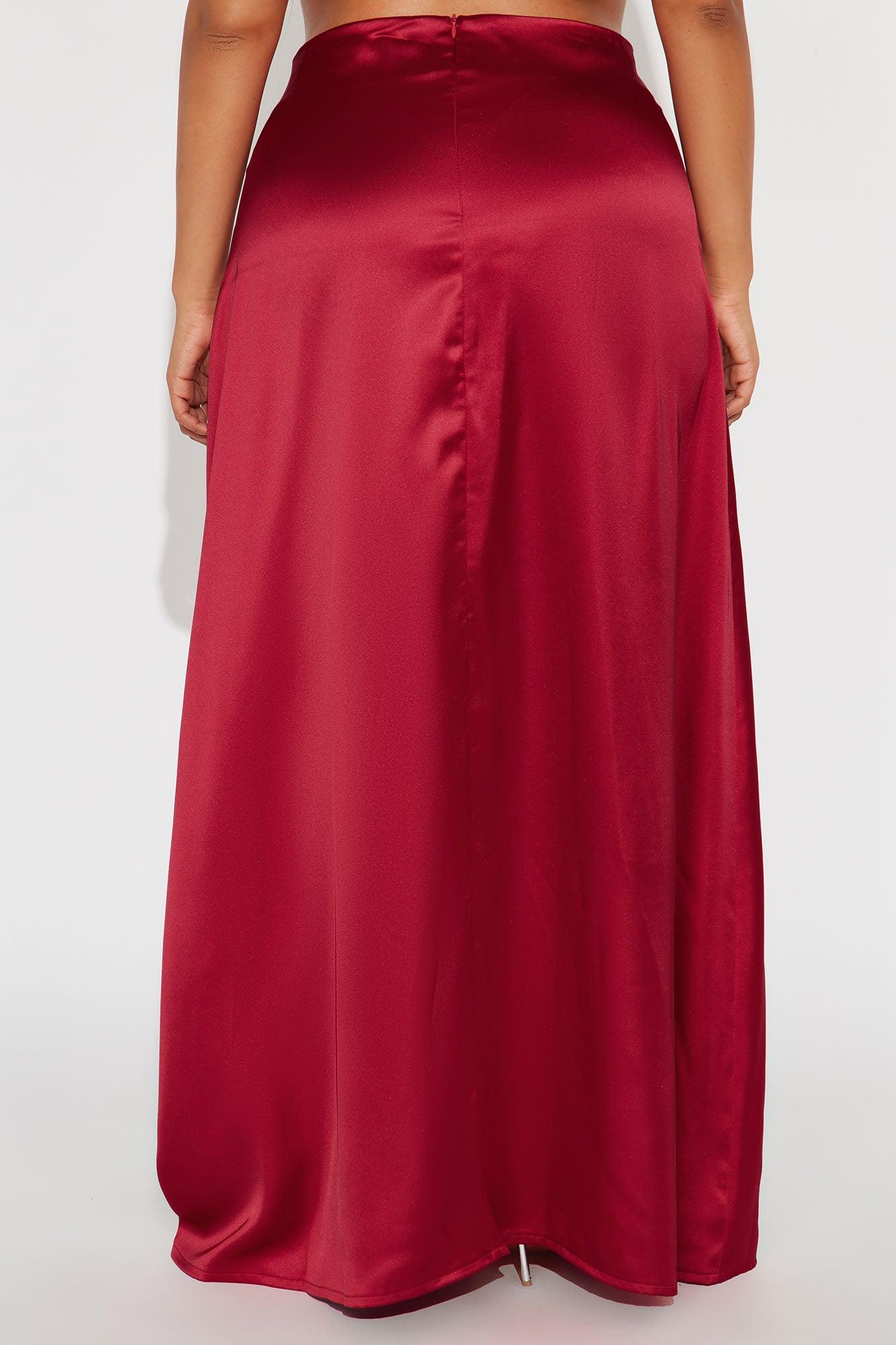 Estella Satin Maxi Skirt - Red Female Product Image