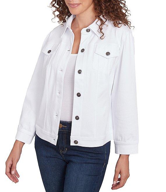 Ruby Rd. Knit Twill Point Collar Long Sleeve Button-Front Jacket Product Image