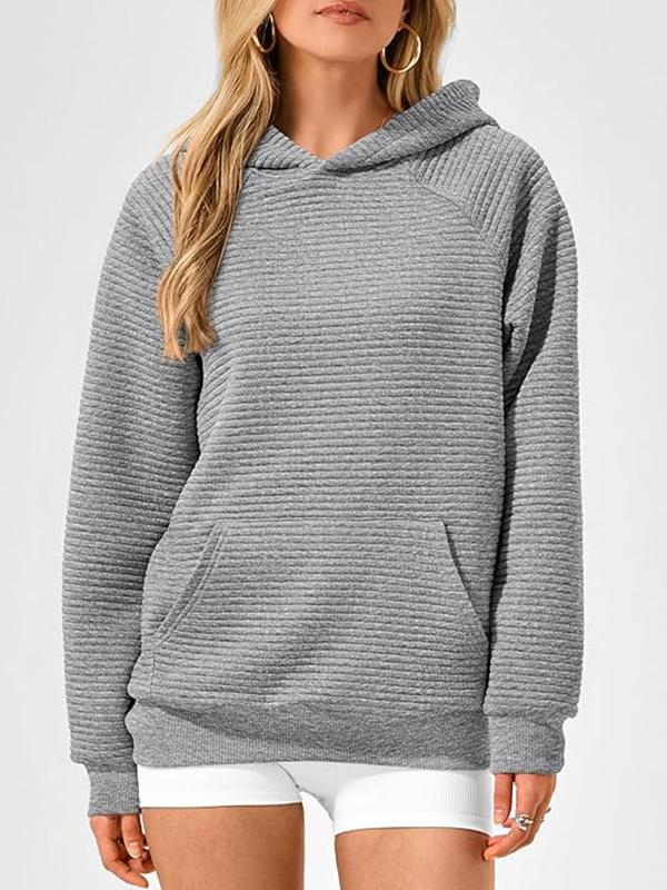 Hooded Long Sleeves Pockets Solid Color Split-Joint Hoodies Tops Product Image