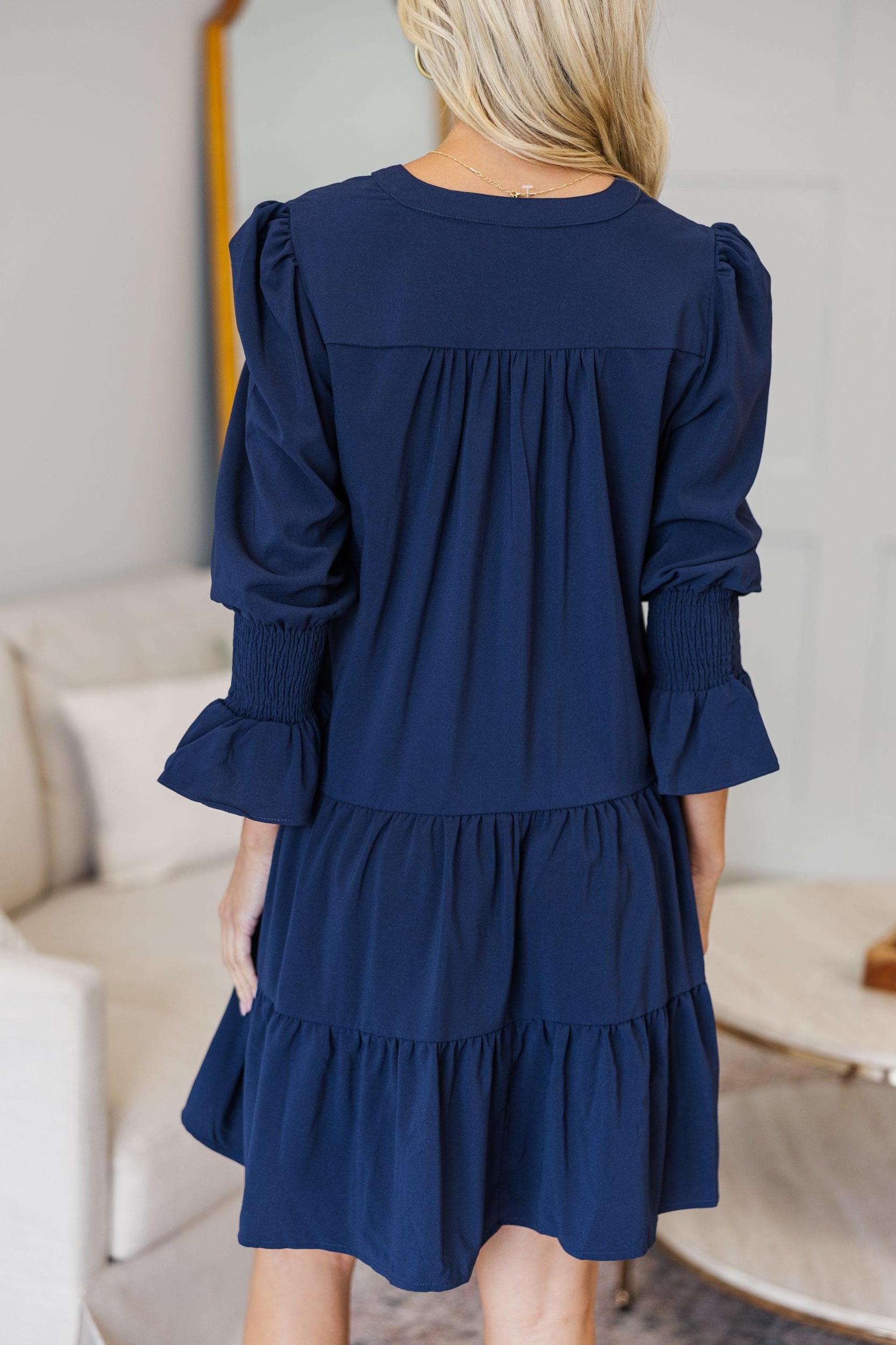 NURSING COLLECTION: In Your Happy Place Navy Blue Dress Female Product Image
