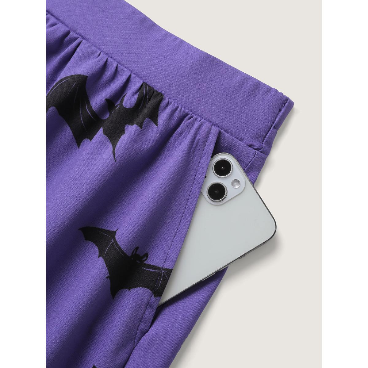 Plus Size Bats Everywhere Halloween Midi Skirt Women Deeppurple Timeless Bodycon Low stretch Slanted pocket Elegant Skirts BloomChic 14-16/1X Product Image