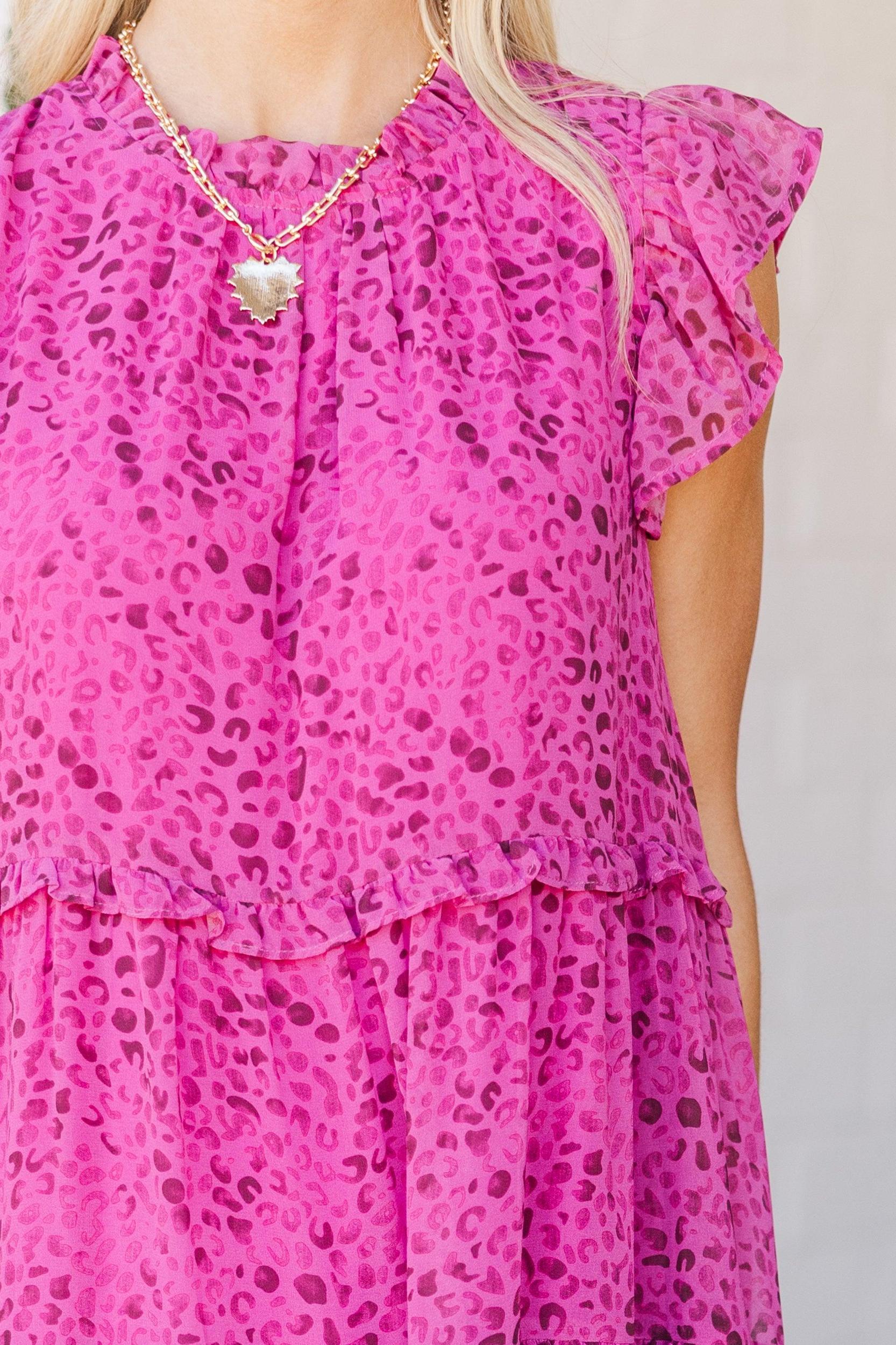 Check You Out Magenta Purple Leopard Mid Dress Female Product Image