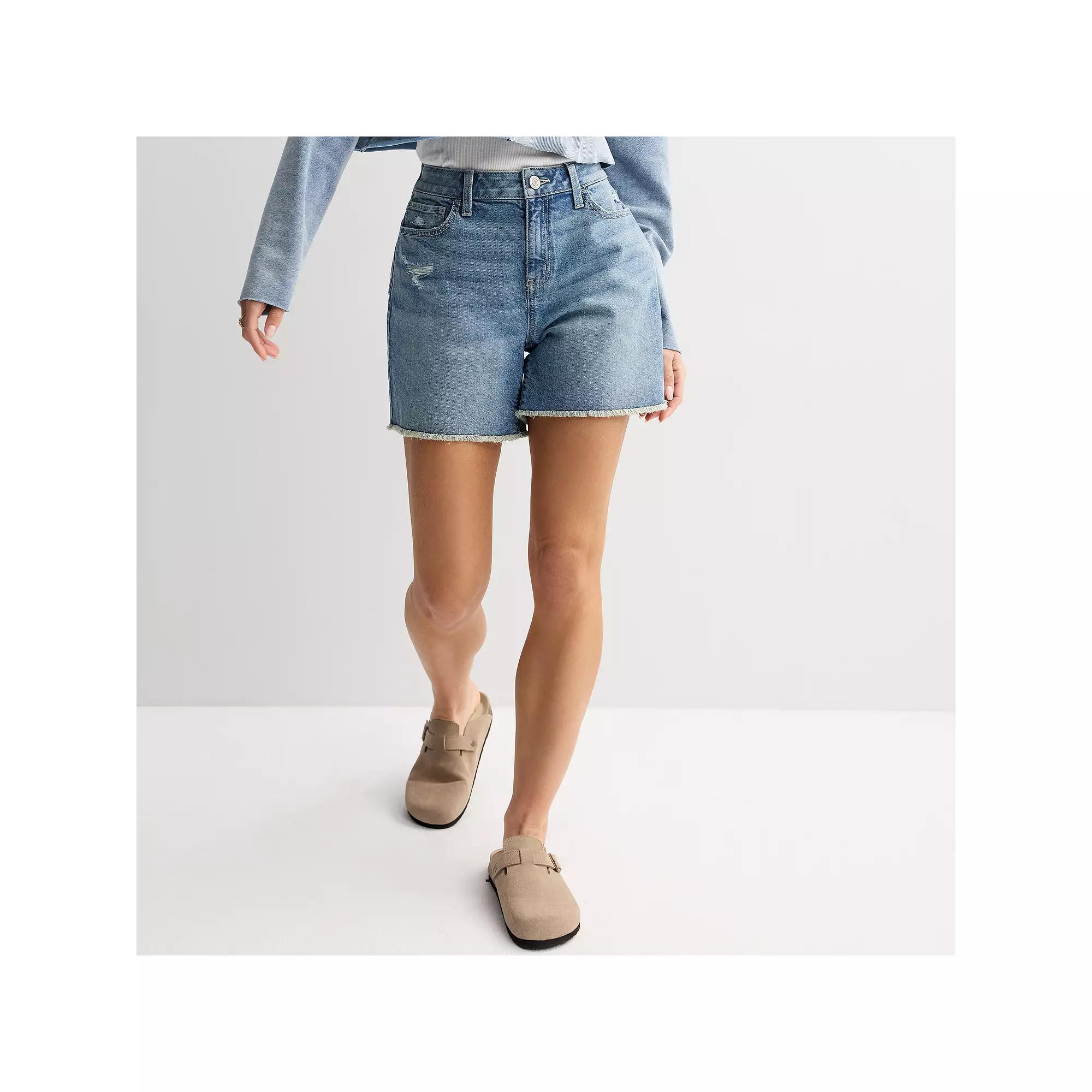 Juniors' SO® High-Rise Curvy 90s Loose Jean Shorts, Women's, Medium Product Image