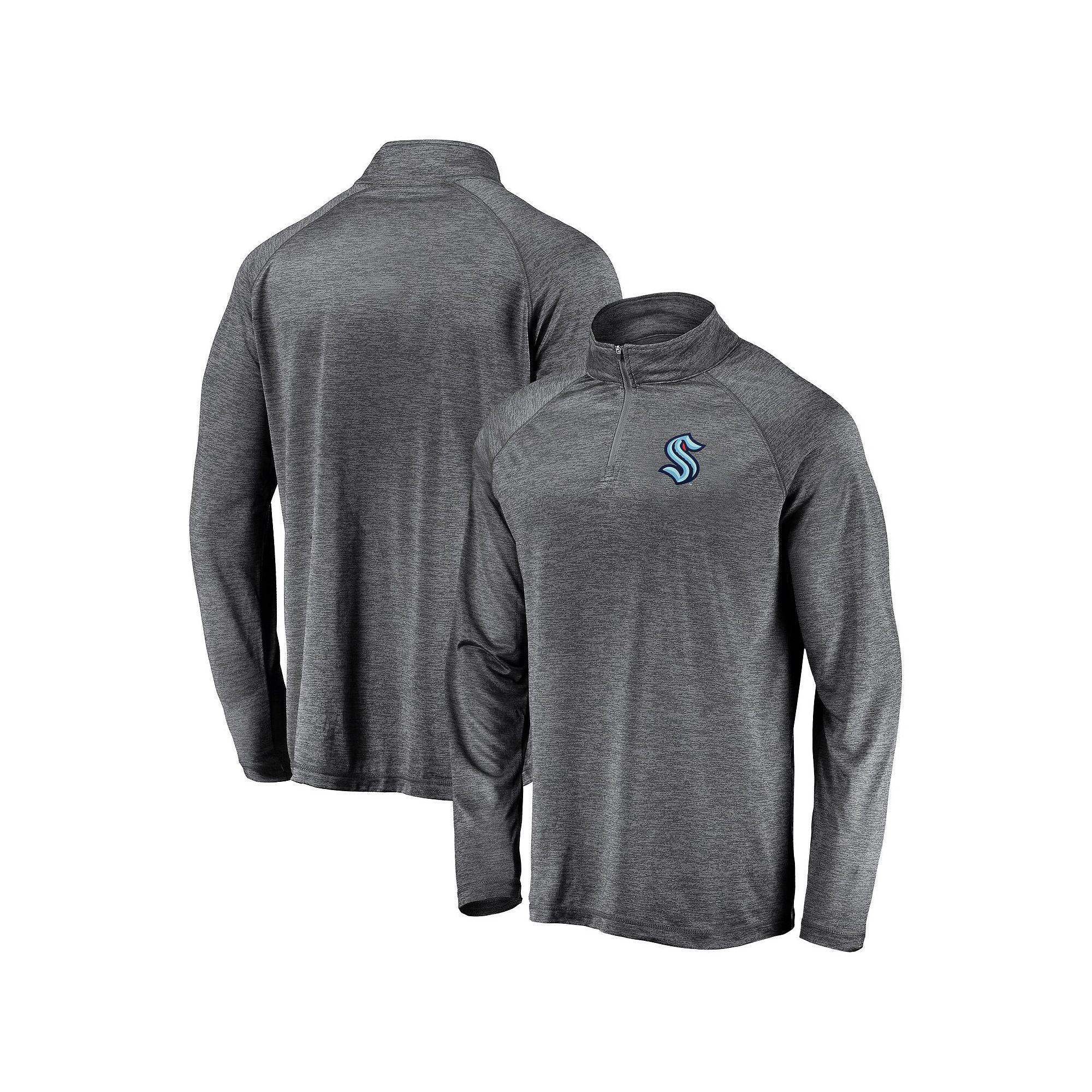 Men's Fanatics Branded Gray Seattle Kraken Synthetic Primary Logo Quarter-Zip Pullover Jacket,  Product Image