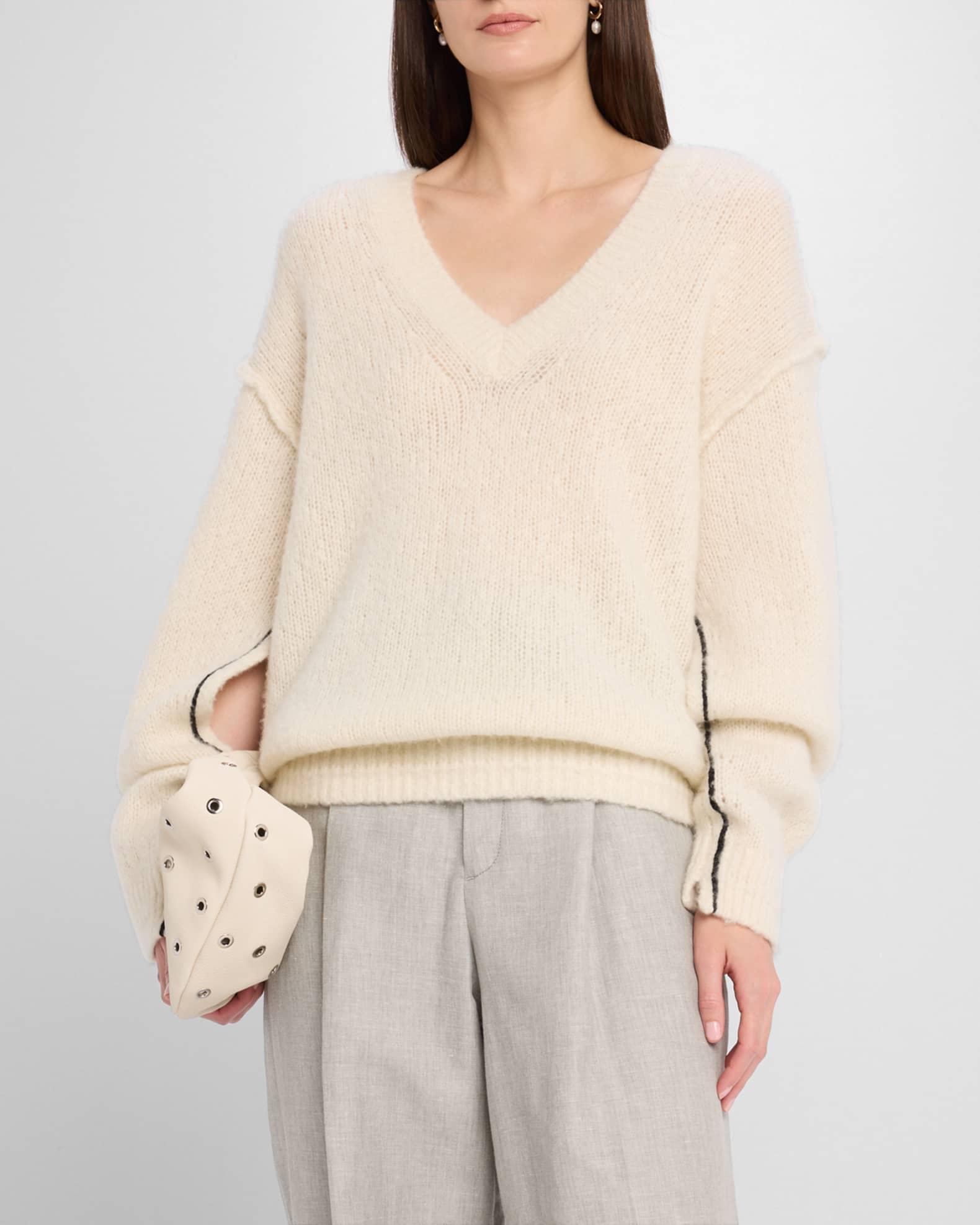 Air Spun Cashmere Knit V-Neck Sweater Product Image