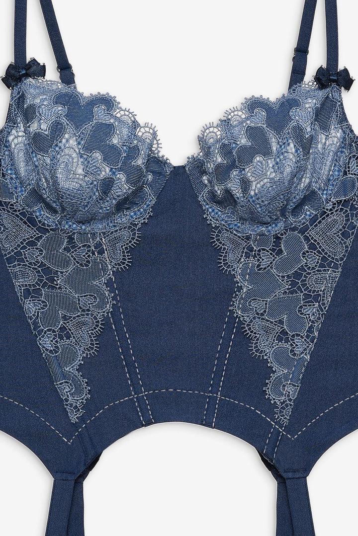 Denim Hearts Bustier — Blue Product Image
