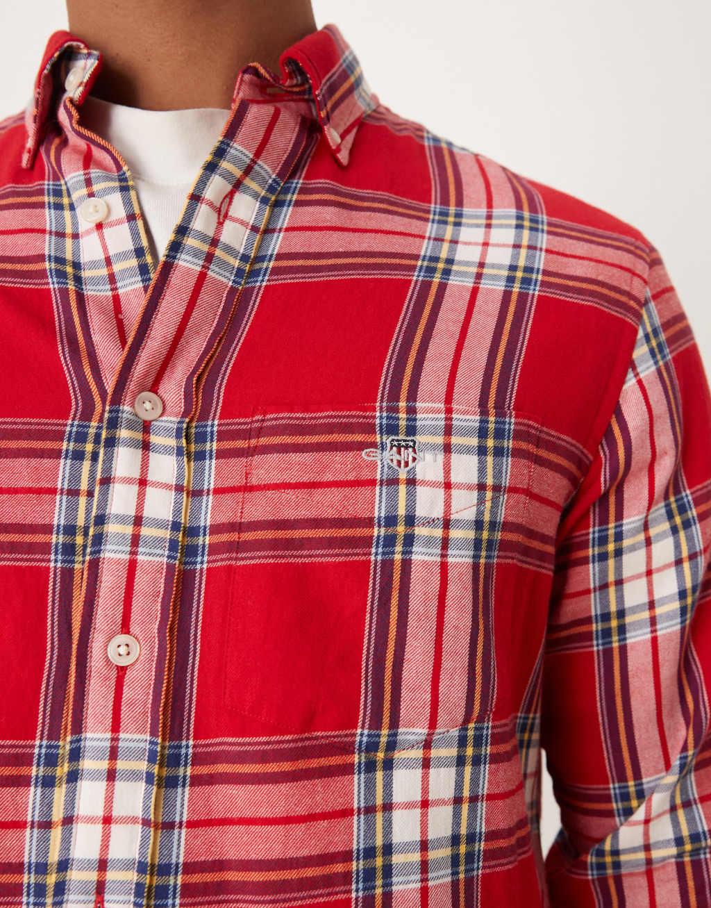GANT regular fit plaid flannel shirt in red Product Image