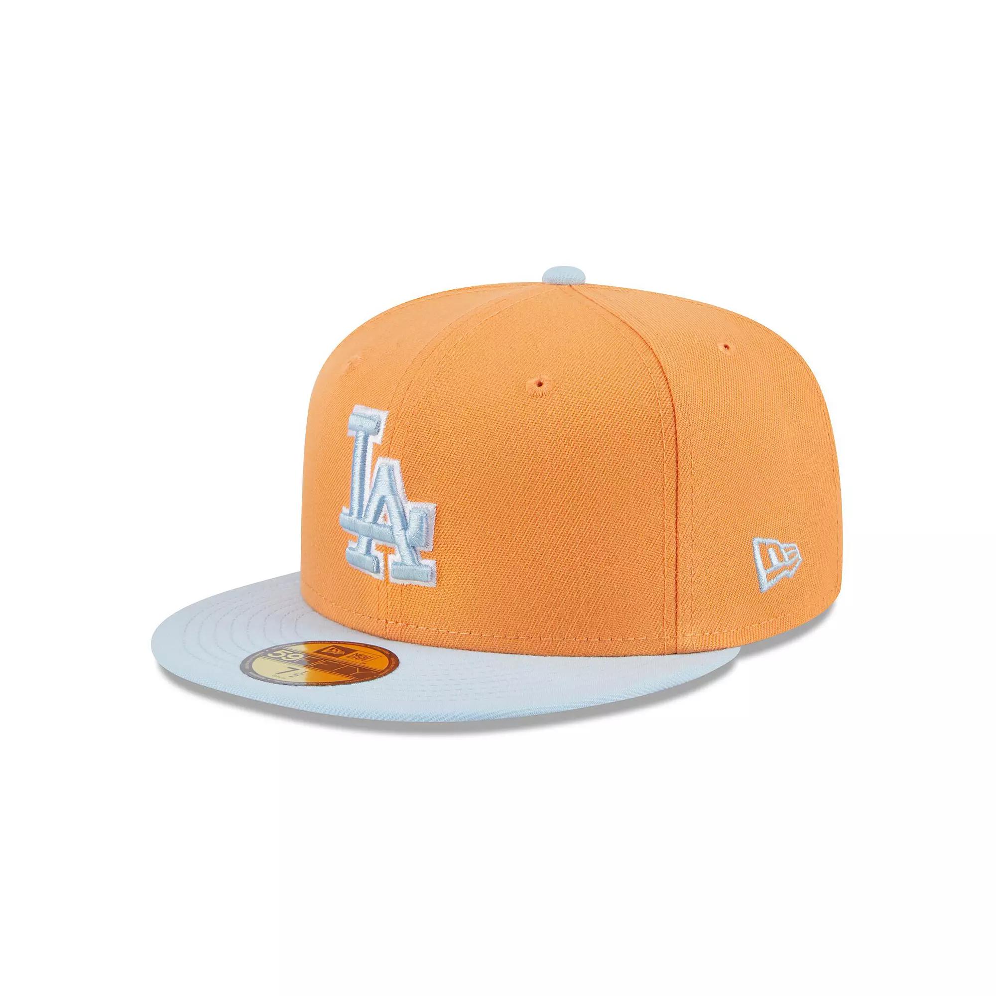 Men's New Era Orange/Light Blue Los Angeles Dodgers Spring Color Basic Two-Tone 59FIFTY Fitted Hat,  Product Image