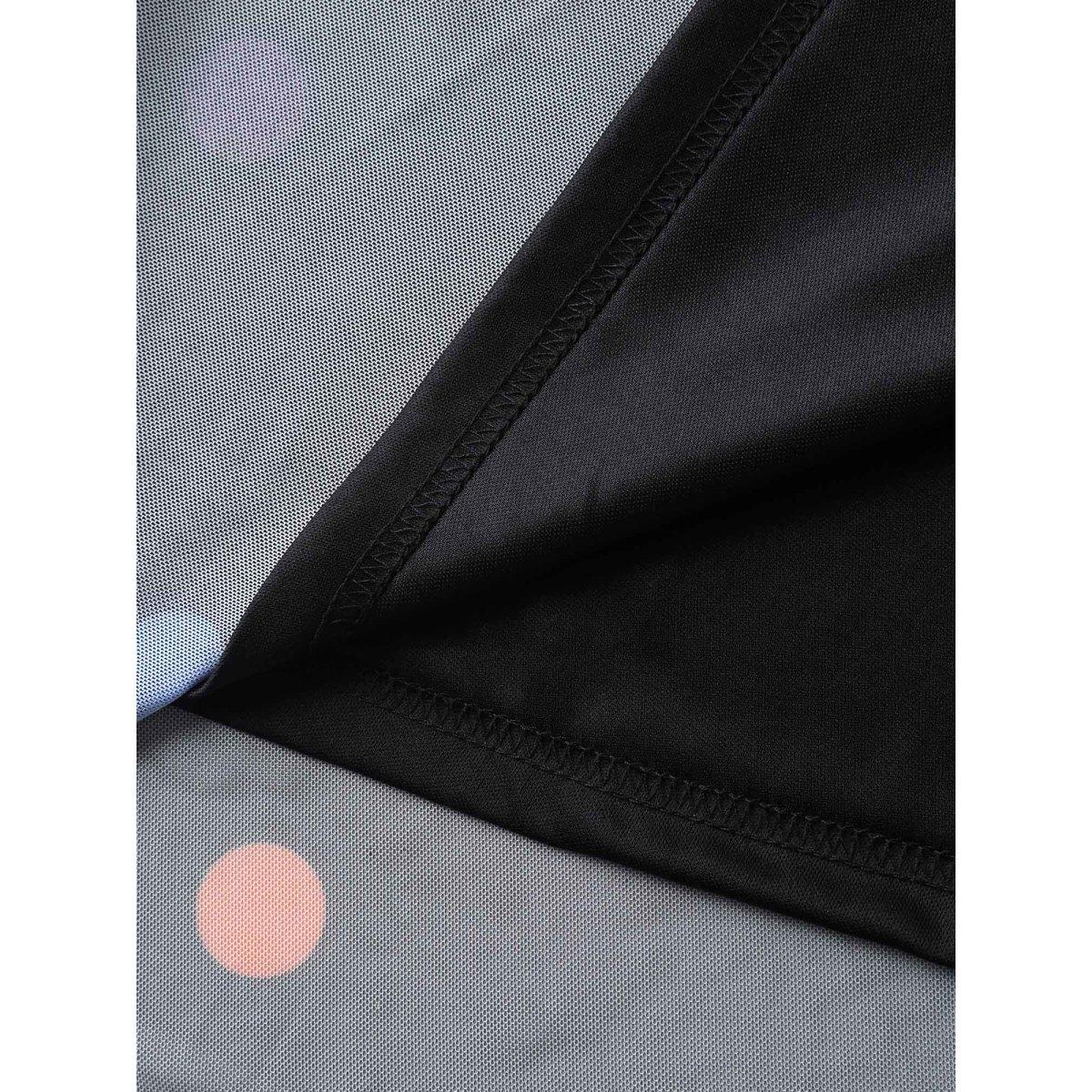 Plus Size Super Stretchy Polka Dot Pockets Midi Dress BlackFlower Women V-neck Short sleeve Curvy BloomChic 22-24/3X Product Image