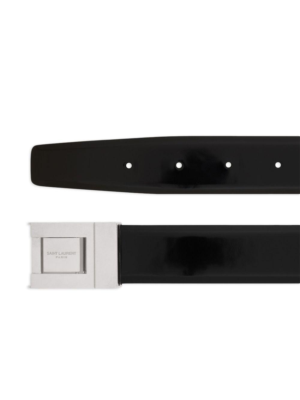 logo-engraved buckled leather belt Product Image