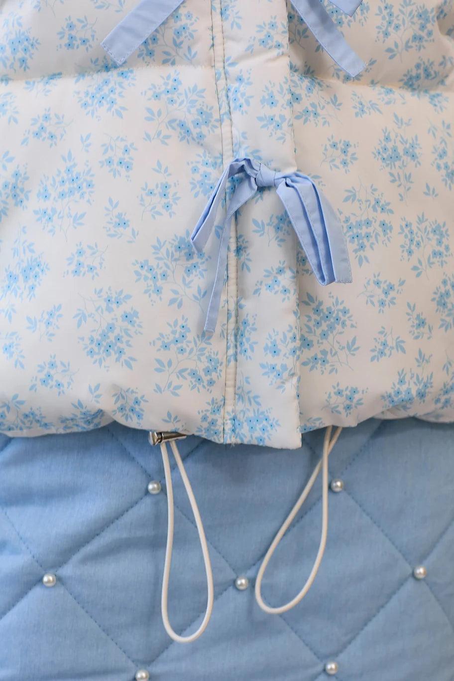 Blue Bow Puffer Coat Product Image