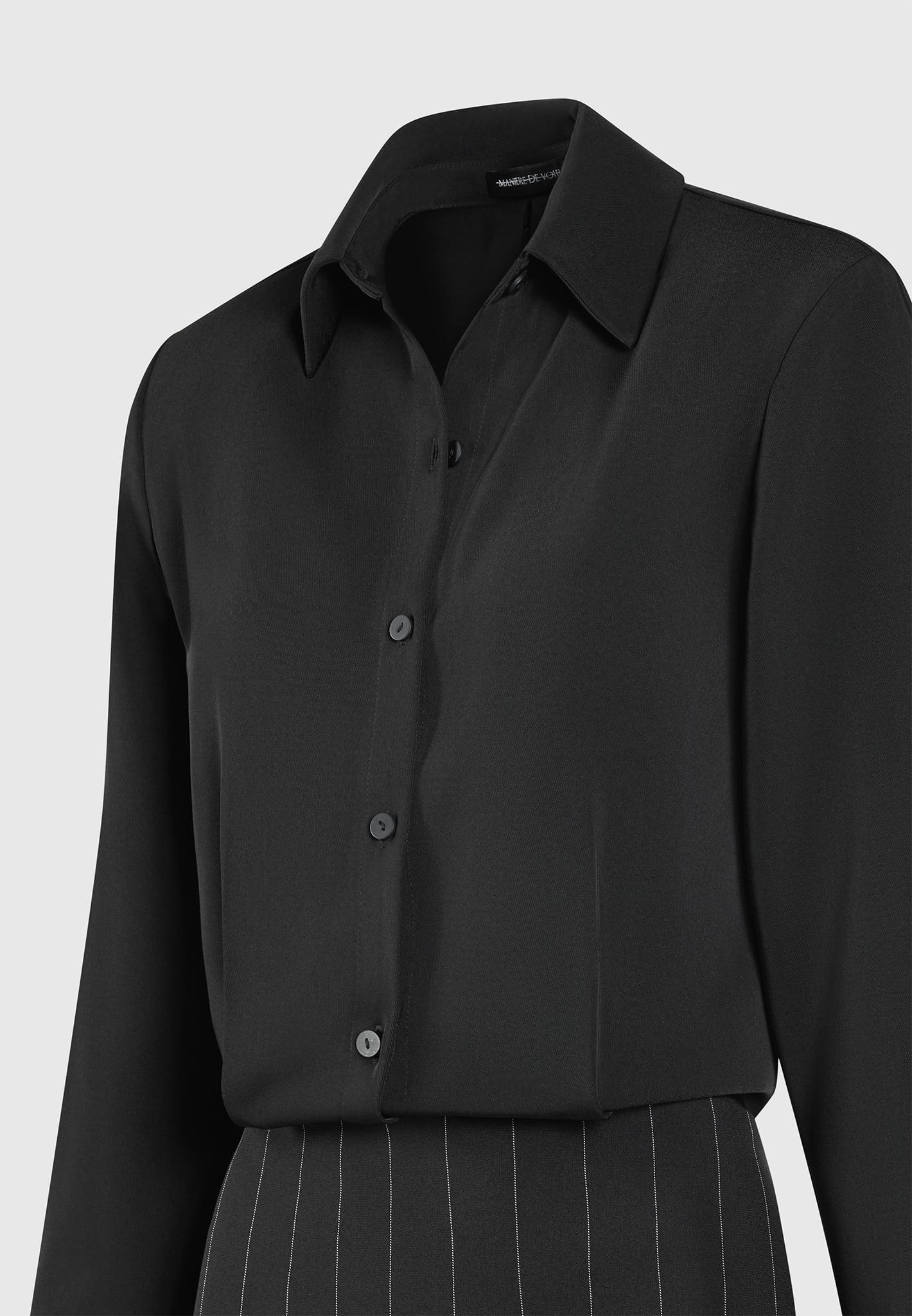 Pinstripe Skirt Shirt Dress - Black Female Product Image