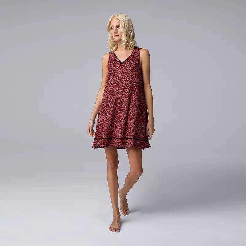 Women's Simply Vera Vera Wang Chemise, Size: Small, Red Ditsy Product Image