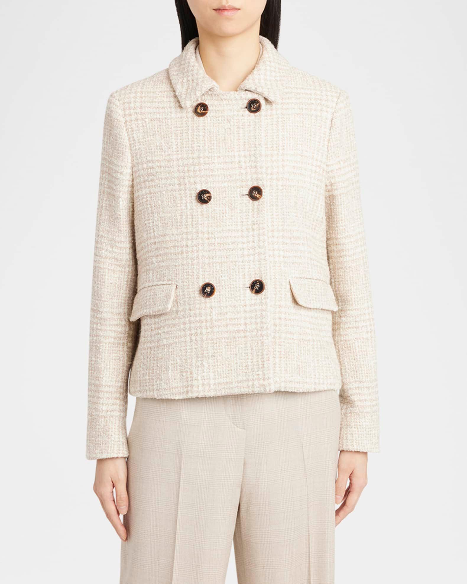 Check Tweed Double-Breasted Coat Product Image