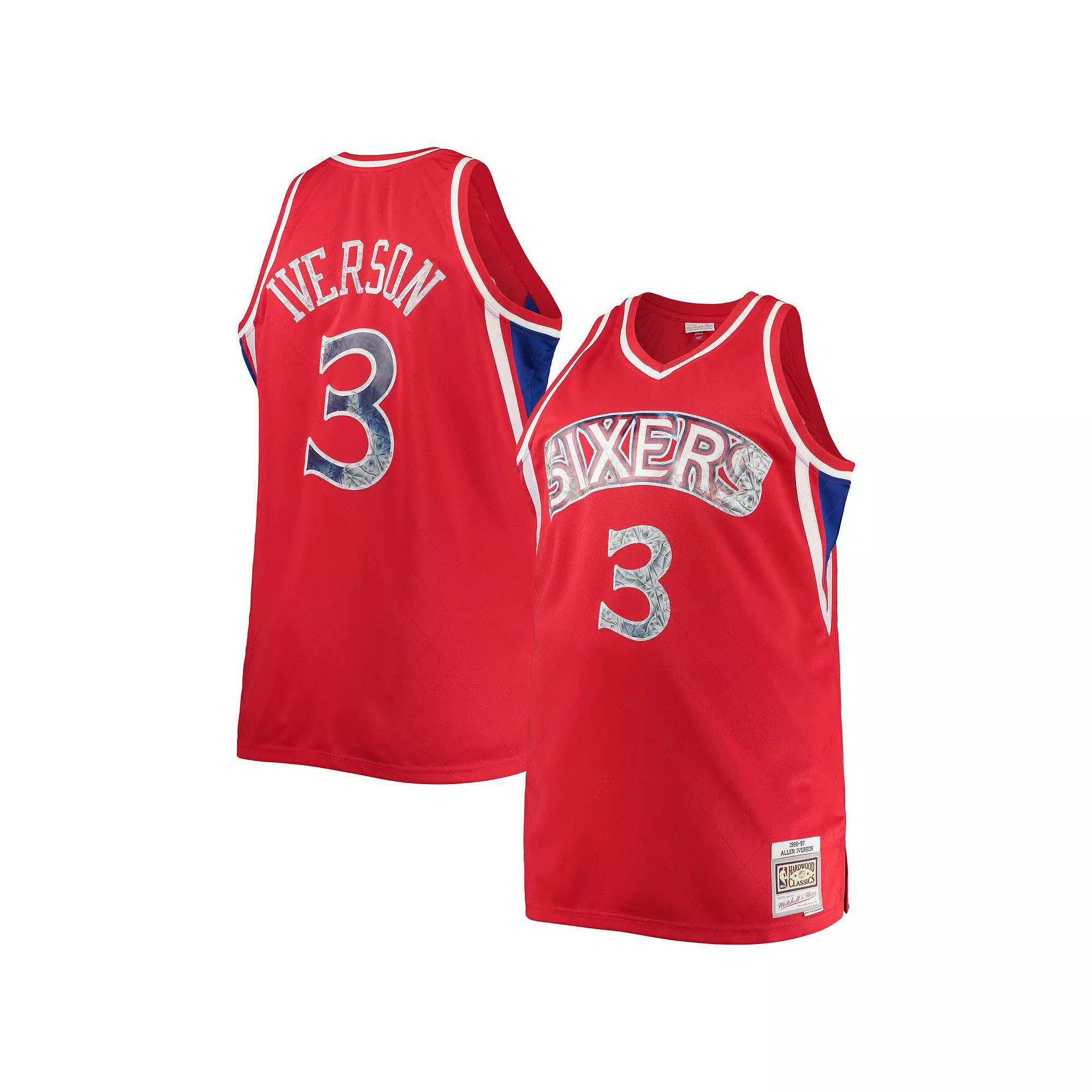 Men's Mitchell & Ness Allen Iverson Red Philadelphia 76ers Big & Tall 1996-97 NBA 75th Anniversary Diamond Swingman Jersey, Size: 4XLT, 76r Red Product Image