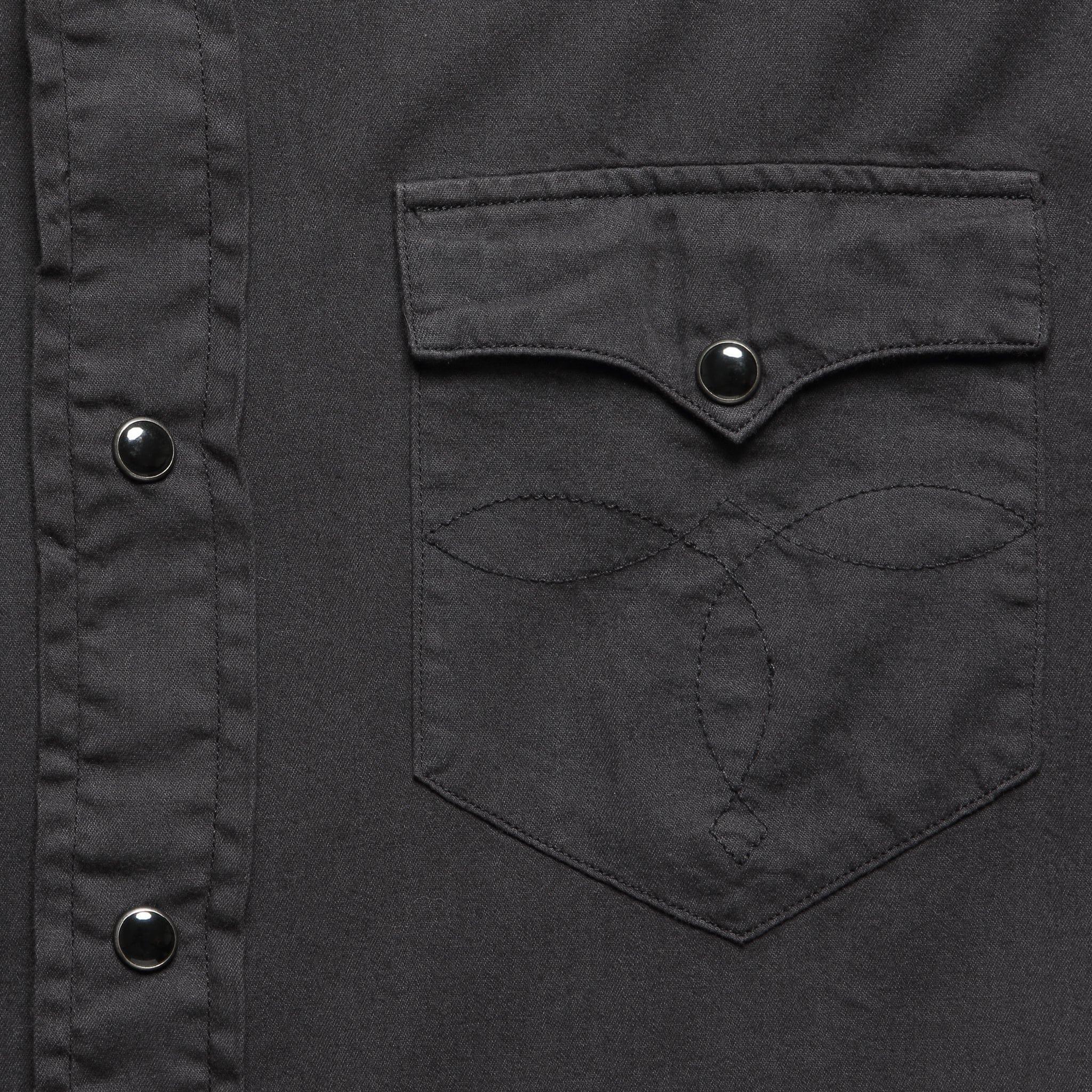 Slim Fit Twill Western Shirt - Black Product Image