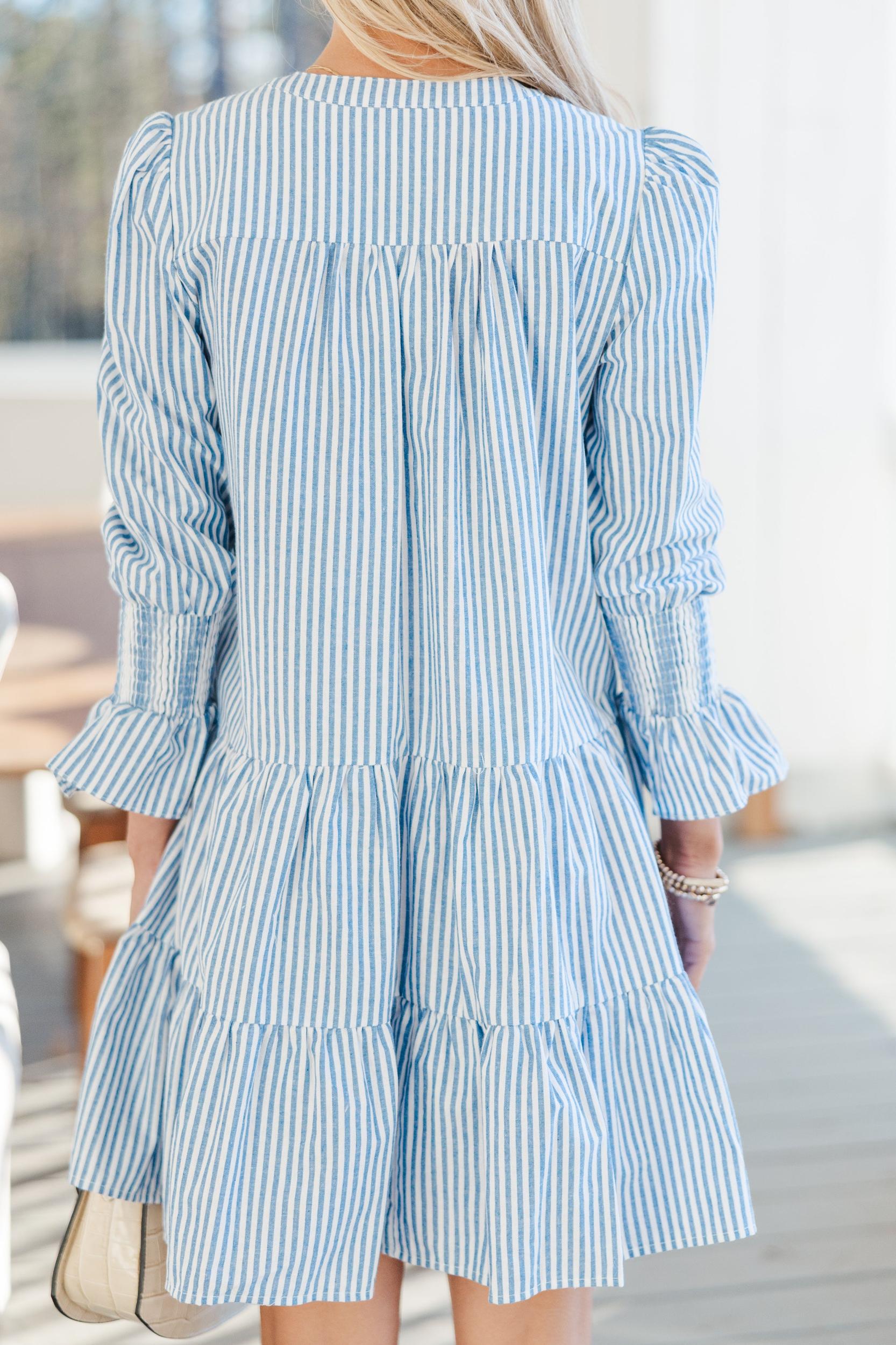 In Your Happy Place Blue Striped Dress Female Product Image