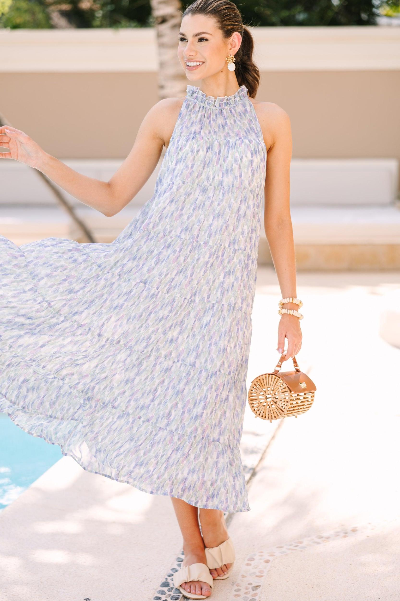 Living In The Moment Blue Abstract Midi Dress Female Product Image