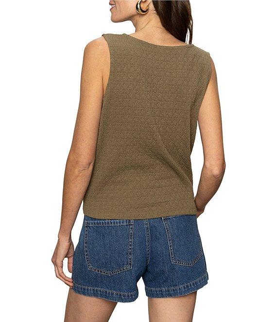 Sanctuary Textured Knit V-Neck Sleeveless Button Tie-Front Shell Top Product Image