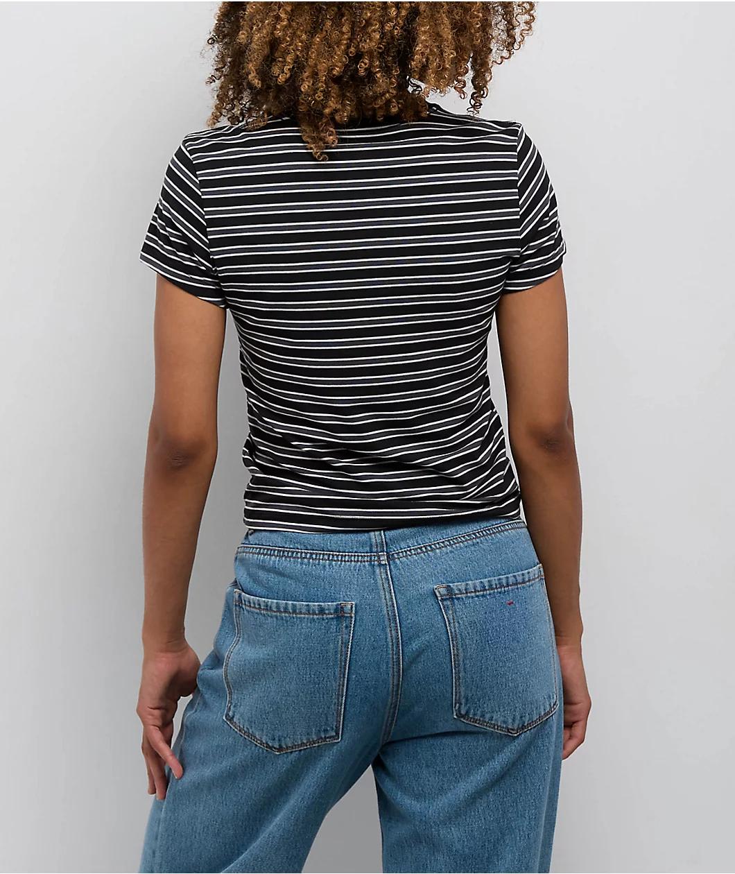 Nike Sportswear Chill Striped Black Knit T-Shirt Product Image