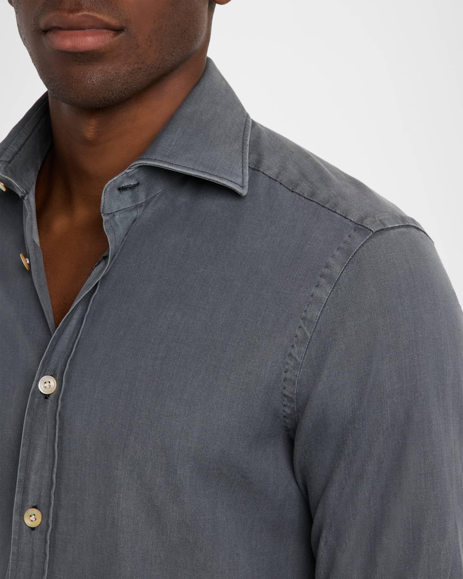 Men's Denim Wash Classic-Fit Sport Shirt Product Image