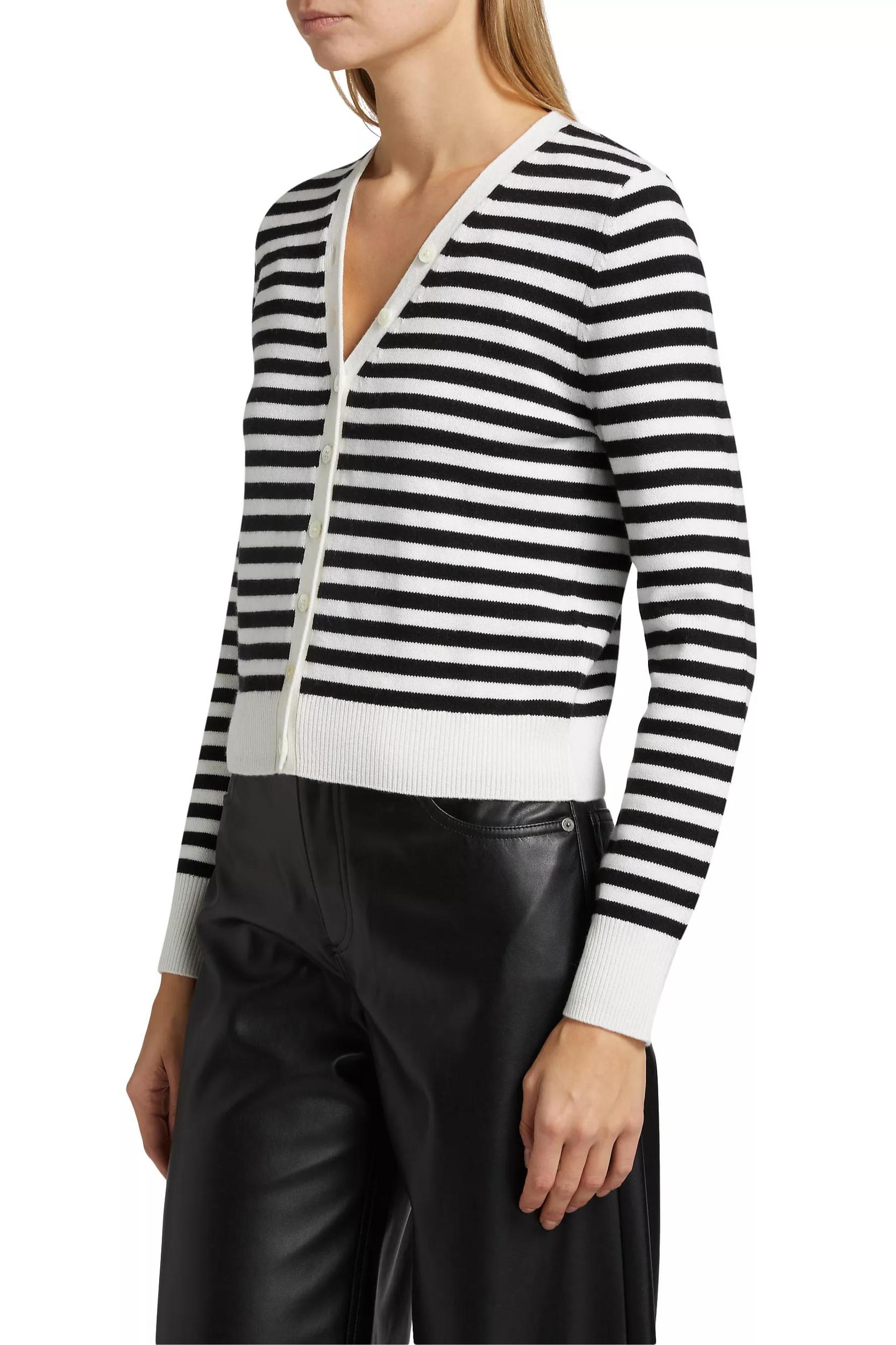 Santina Striped V-Neck Cardigan Product Image