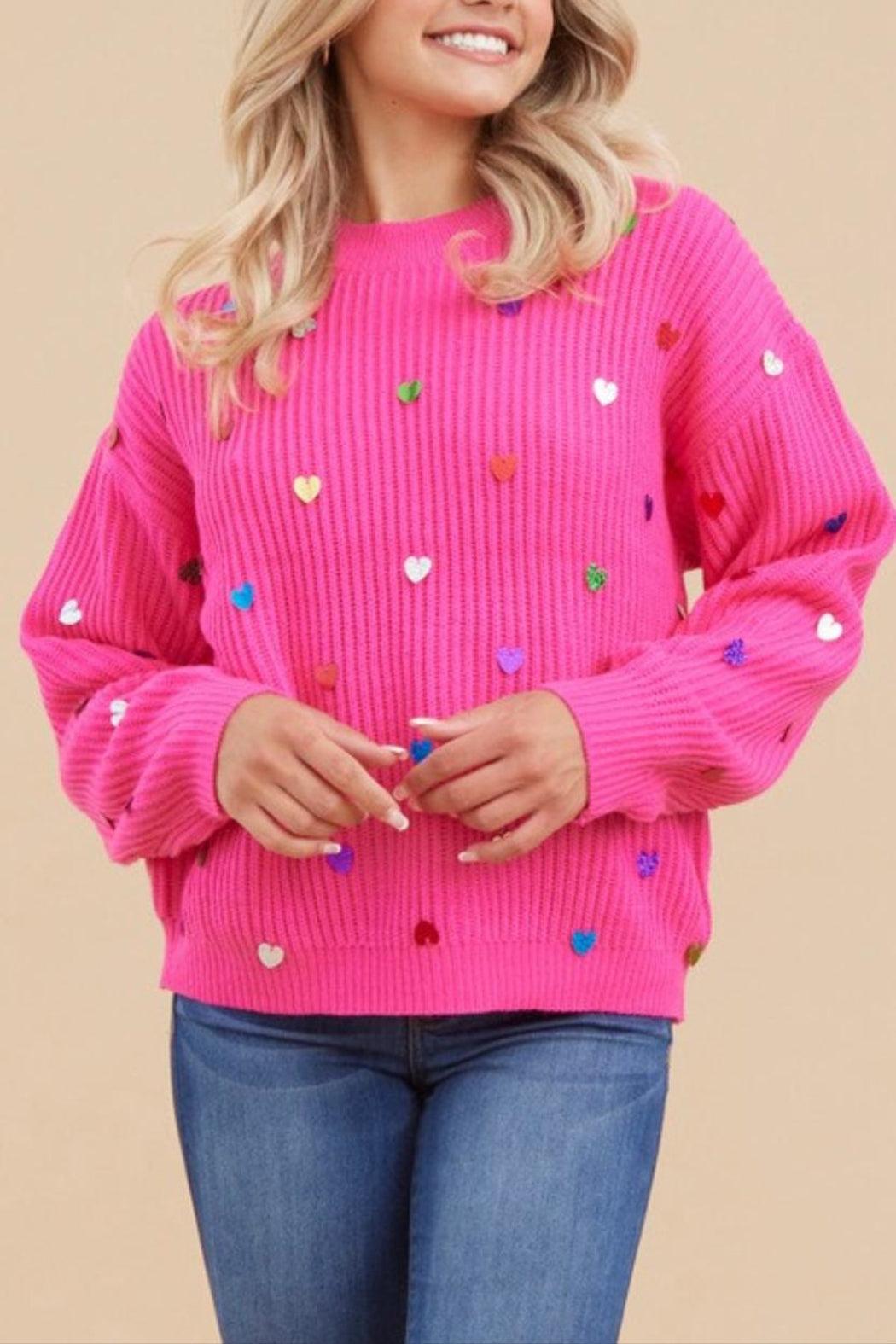 Pink Heart Sweater Product Image