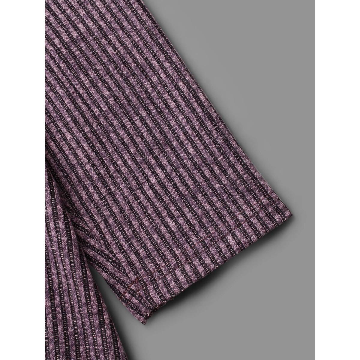 Plus Size Rib Knit Button Detail Wrap Hem Sweatshirt Women Mauve Leisure Overlapping Loose Ruffled collar Casual Sweatshirts BloomChic 12/L Product Image