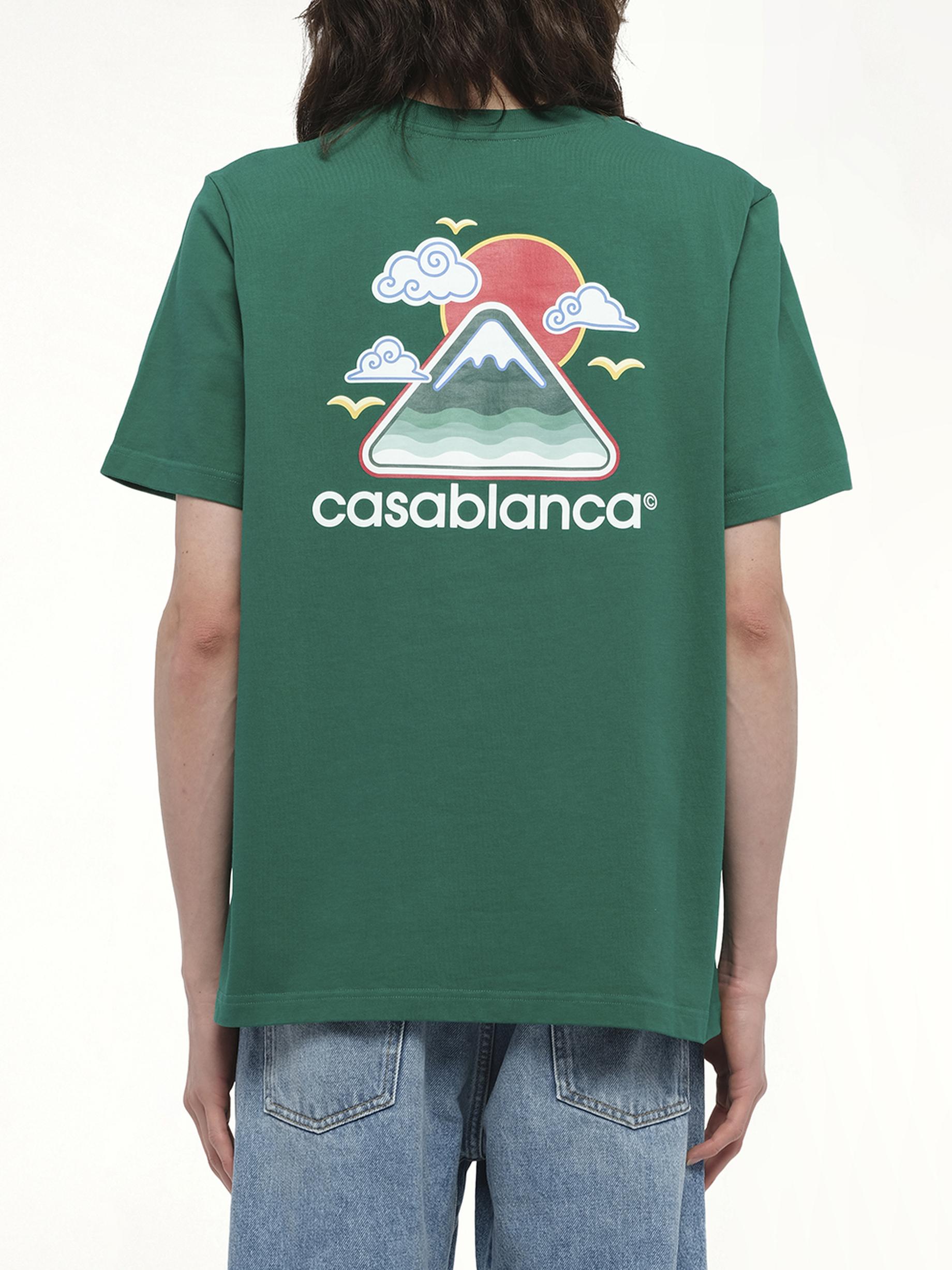 CASABLANCA Mens Montagne Ondulee Brand-print Cotton-jersey T-shirt In Green Product Image