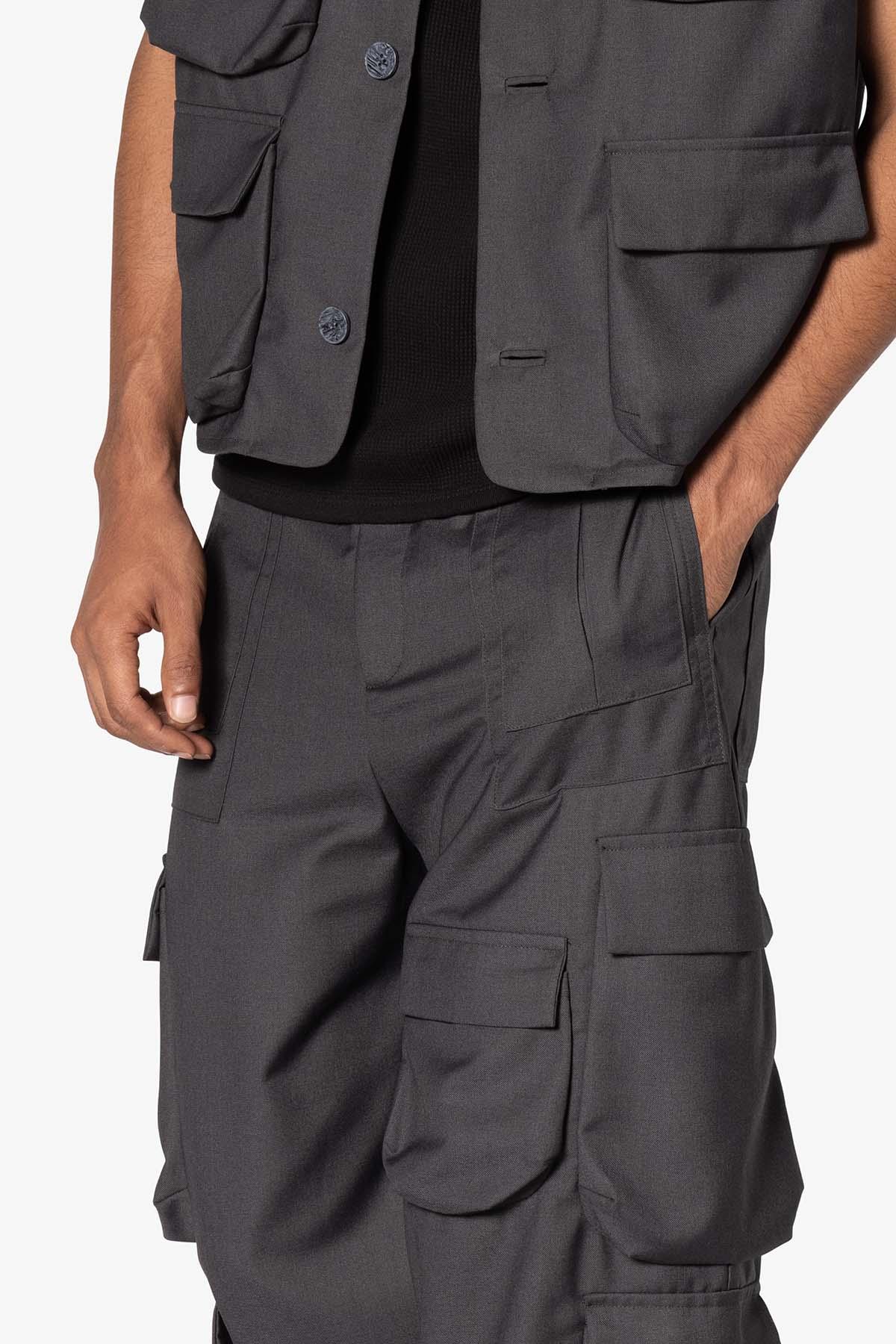 Bonded Gabardine Cargo Pants - Grey Product Image