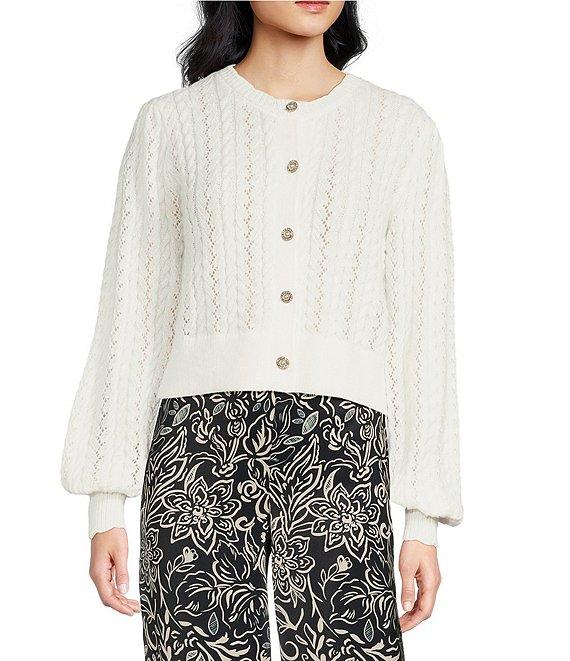 Chelsea & Violet Polly Fuzzy Polyester Button Front Long Sleeve Cardigan Product Image