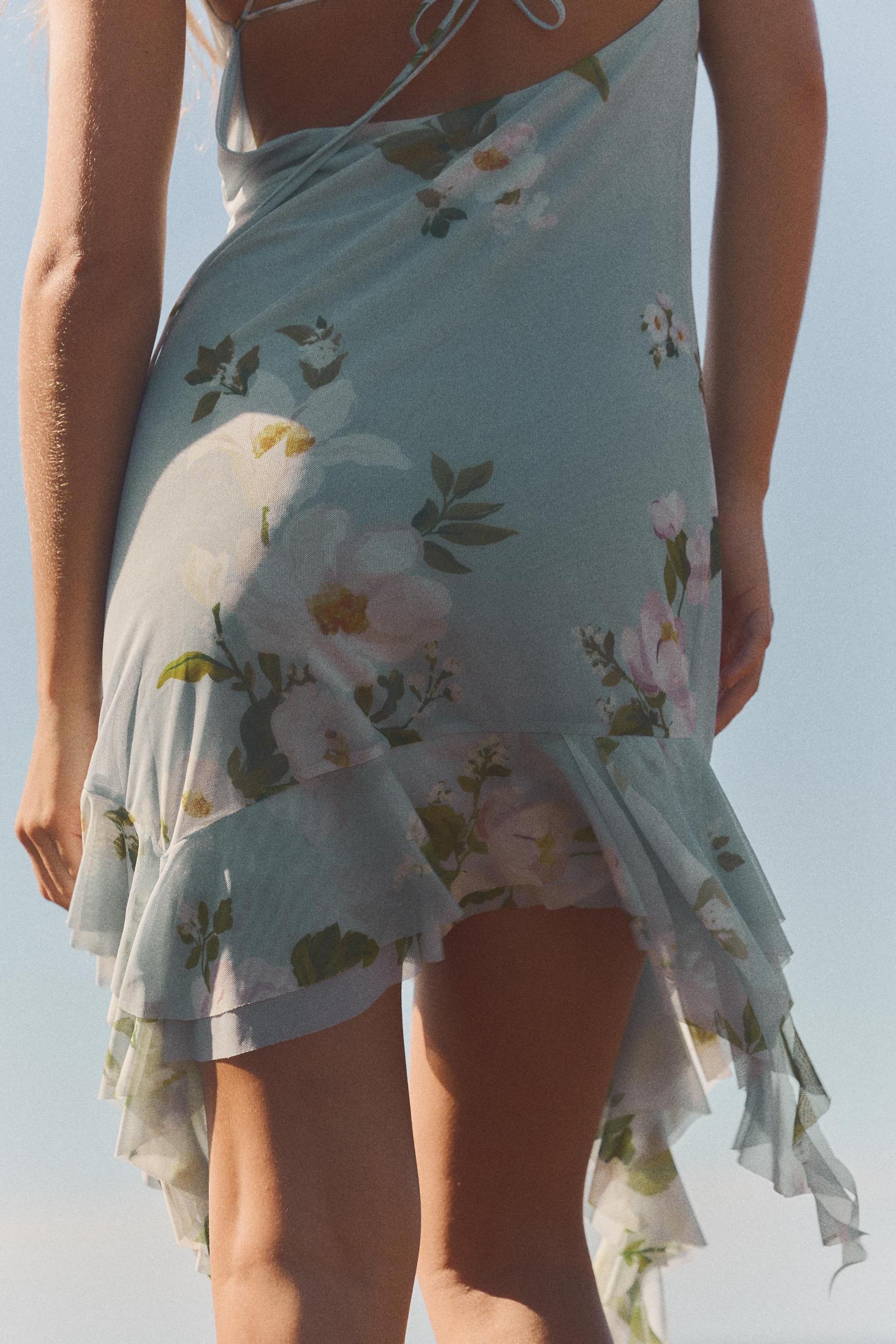 FLORAL PRINT TULLE MINI DRESS Product Image