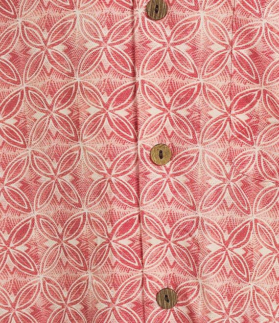 Caribbean Jacquard Batik Print Short Sleeve Woven Camp Shirt Product Image