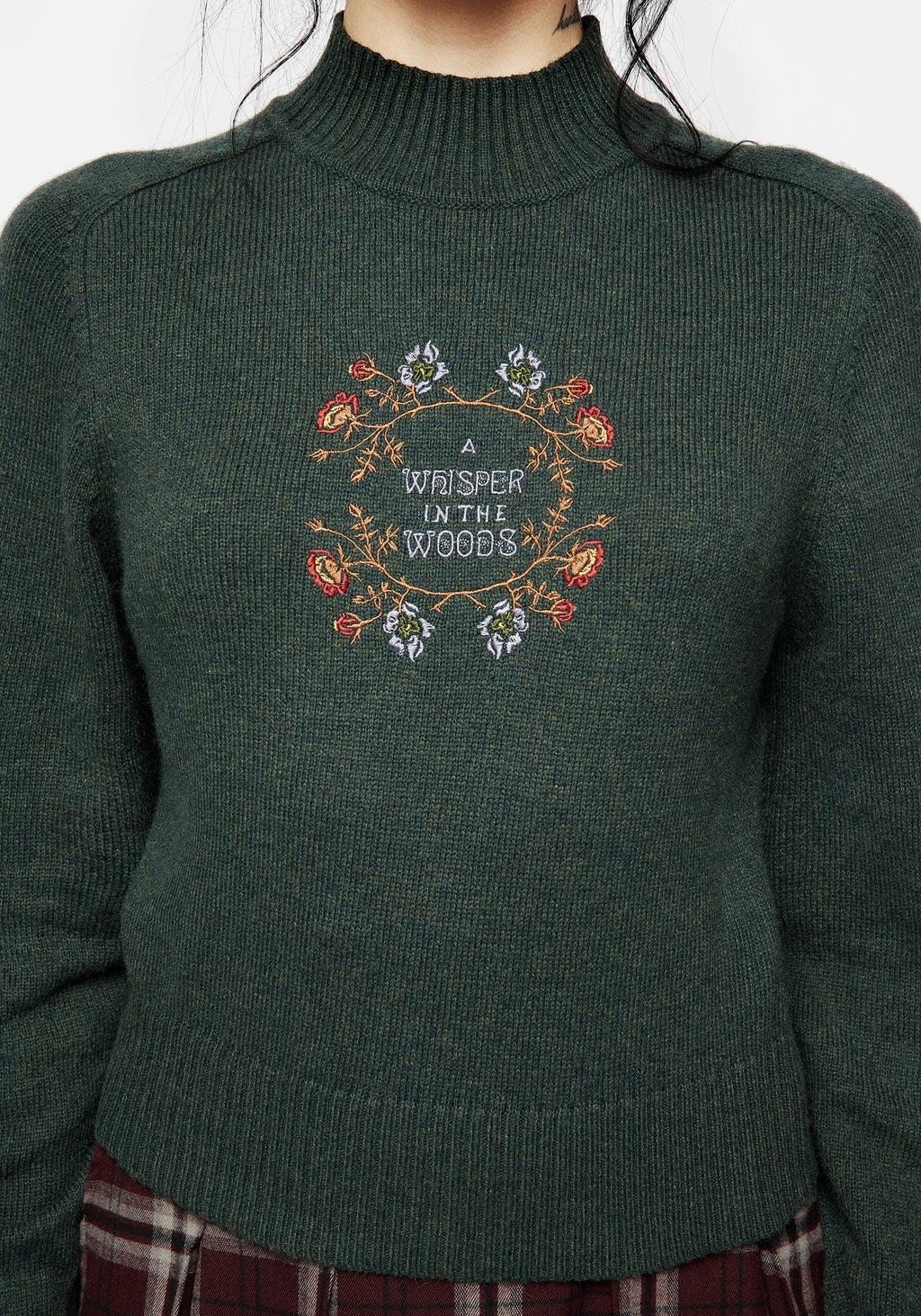 Whisper Mock Neck Embroidered Knit Sweater Product Image