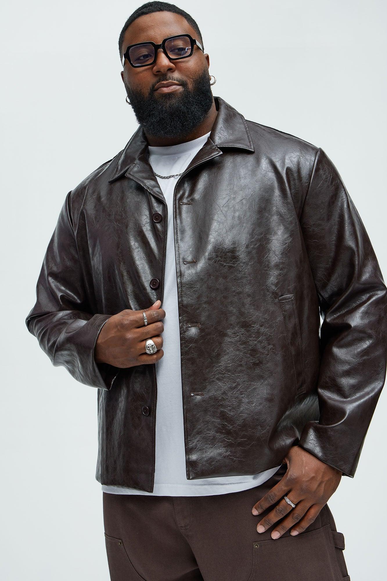 Mitchell Faux Leather Jacket - Brown Product Image