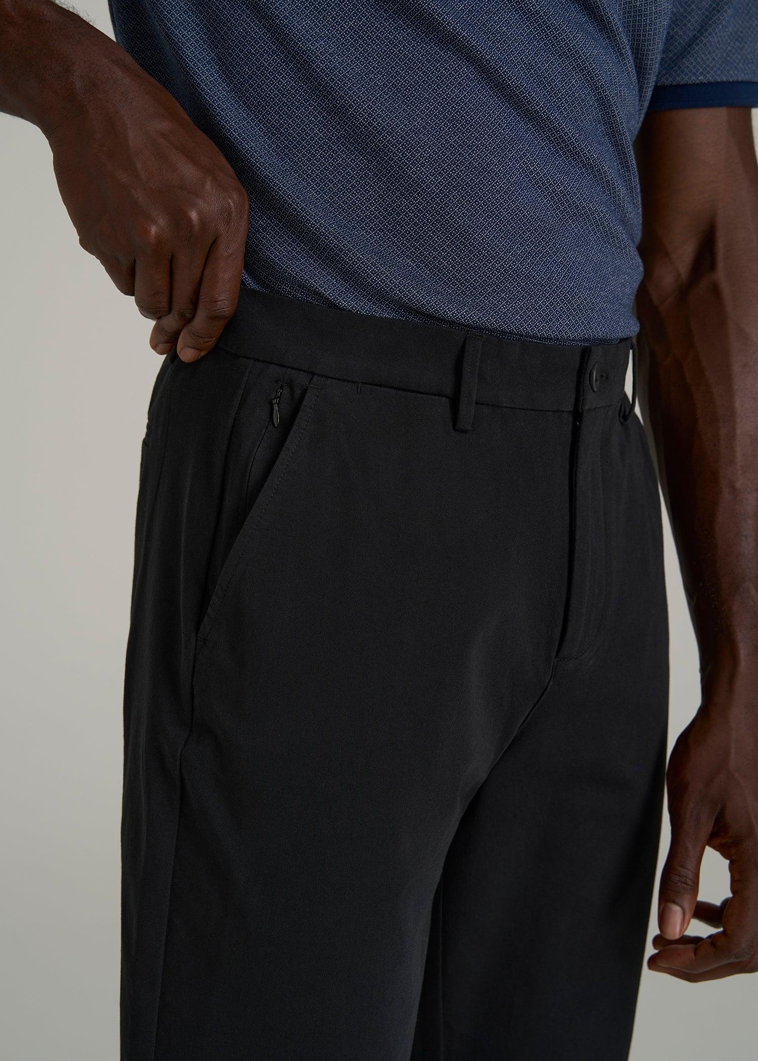 4 Way Stretch Commuter STRAIGHT Leg Chino Pants for Tall Men in Black Male Product Image