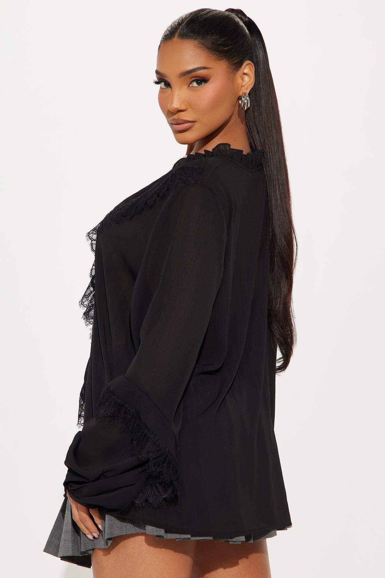 Leona Ruffle Top - Black Product Image