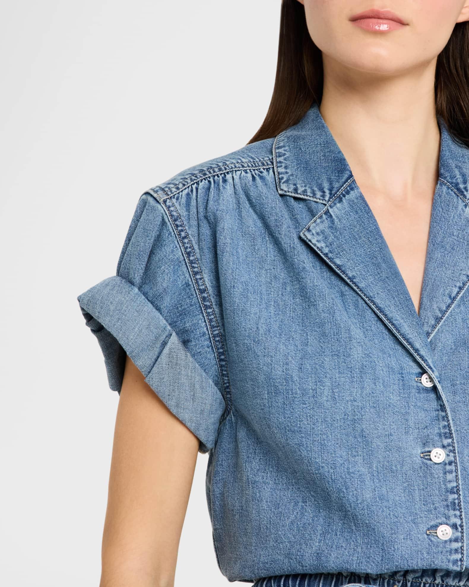 Ilene Denim Cuff-Sleeve Top  Product Image
