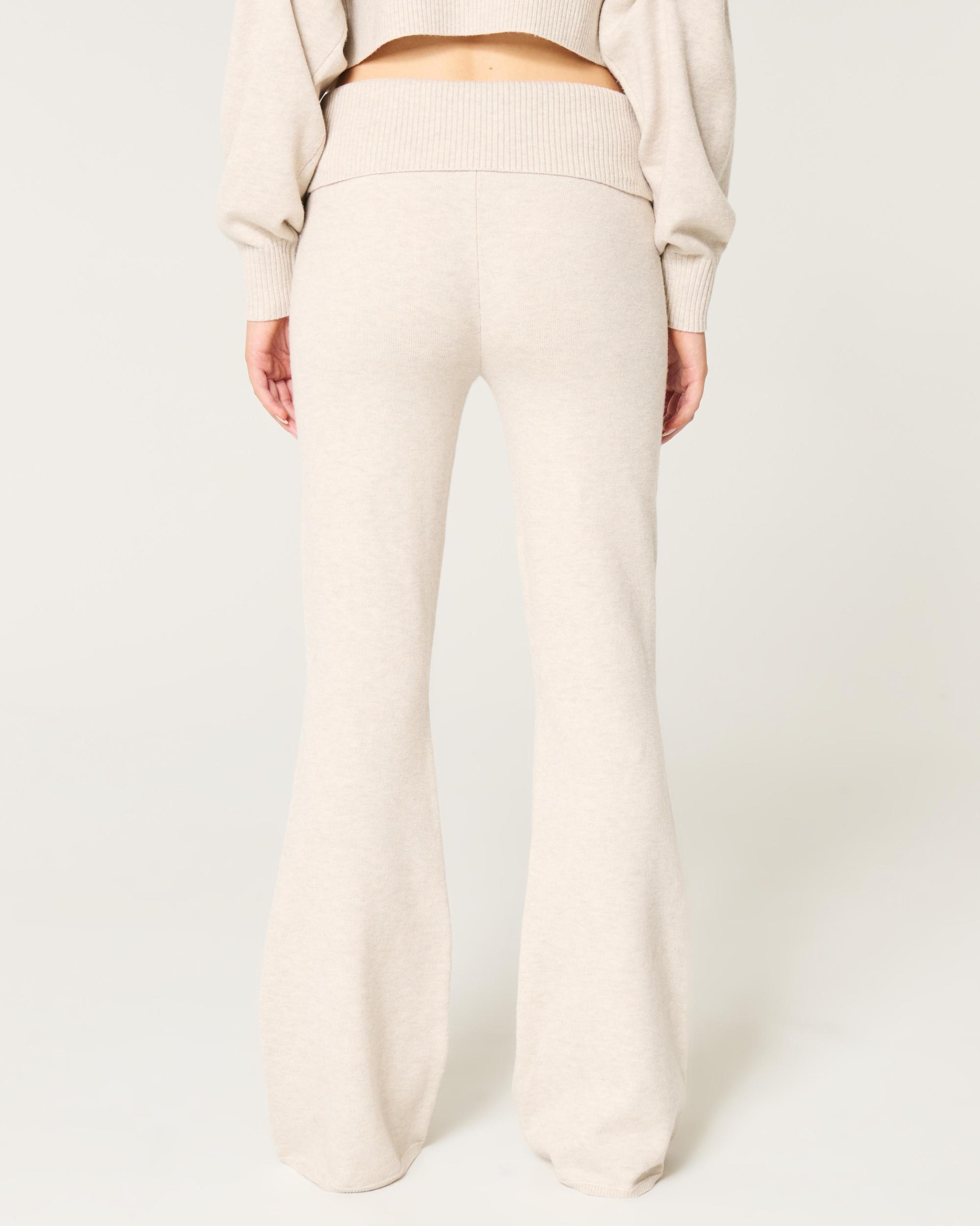 Gilly Hicks Sweater-Knit Foldover Waist Flare Pants Product Image
