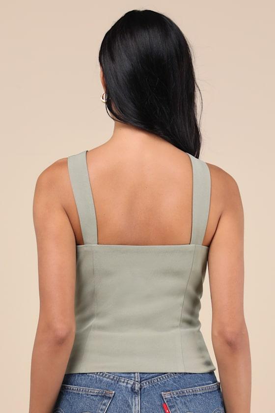 Kessa Olive Green Bustier Tank Top Product Image
