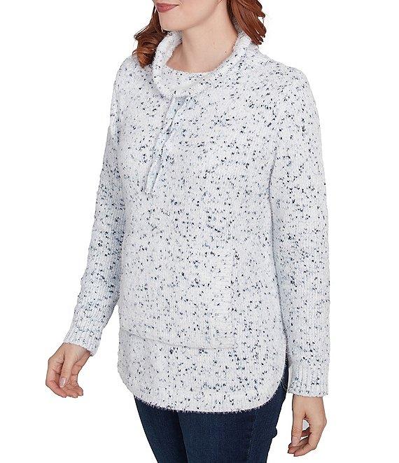 Ruby Rd. Eyelash Knit Mock Neck Long Sleeve Kangaroo Pocket Sweater Product Image