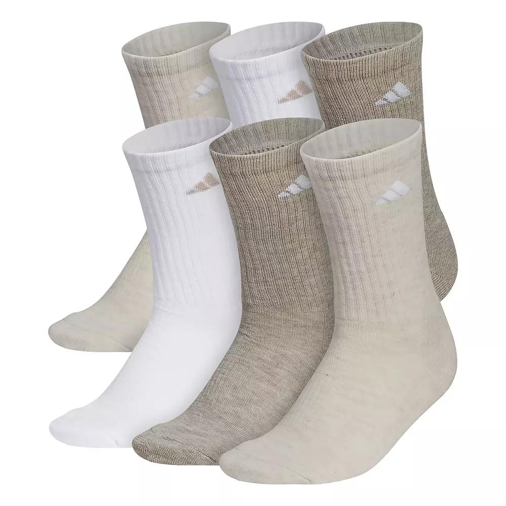 Women's adidas 6-Pack Athletic Crew Socks, Size: 5-10, Beige Product Image