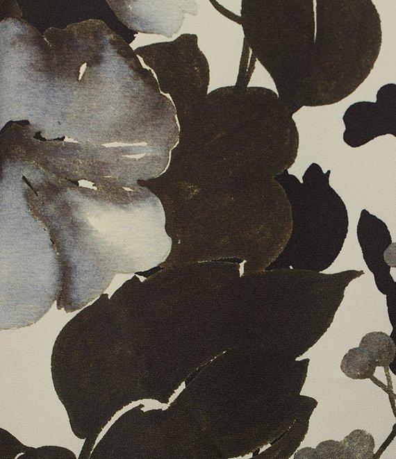 Caroline Rose Bella Woven Crepe Fall Floral Print Scoop Neck 3/4 Bell Sleeve A-Line Dress Product Image