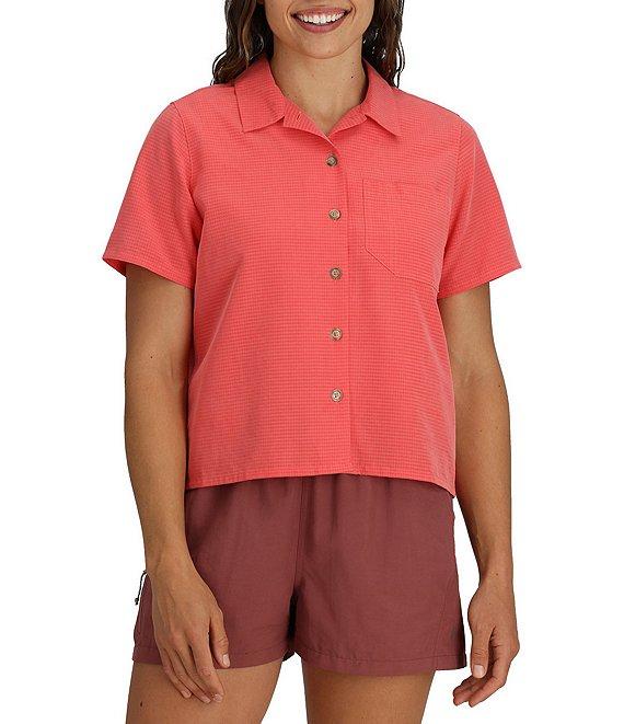 Royal Robbins Women's Desert Pucker Point Collar Short Sleeve Button Front Boxy Top Product Image