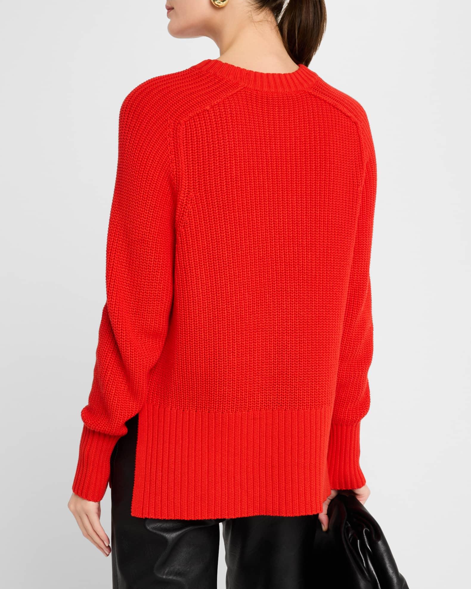Saddle-Sleeve Cotton Crewneck Sweater Product Image