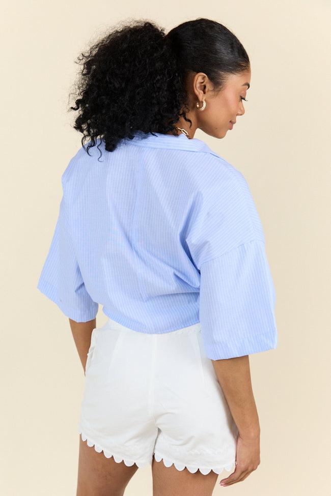 Best Dressed Blue Tie Woven Top FINAL SALE Product Image