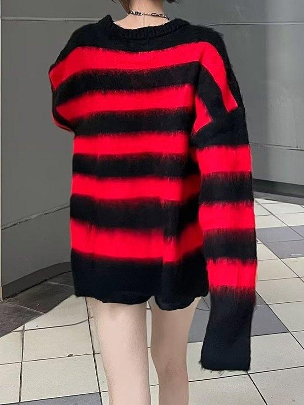 Logo Striped Fuzzy Knit Sweater Product Image