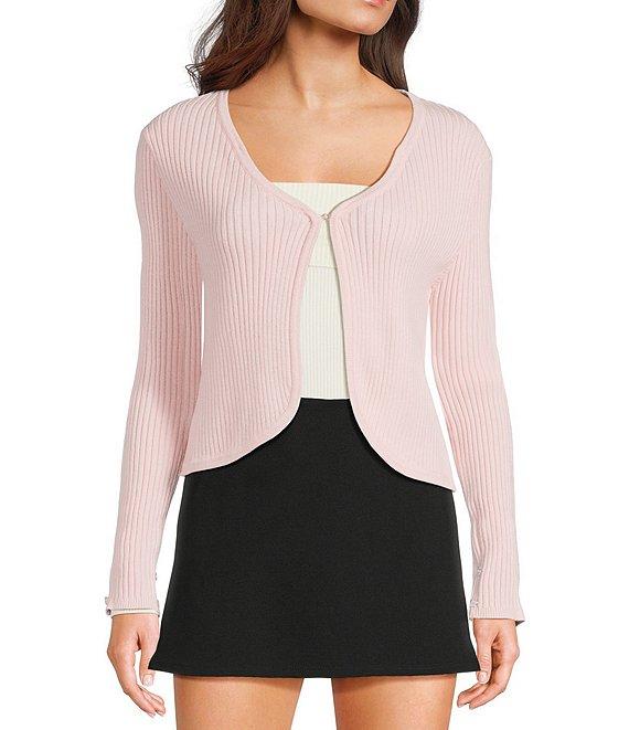 Honey & Sparkle Removable Faux Fur Collared Long Sleeve Cardigan Product Image